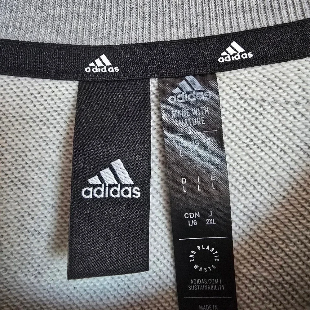 Adidas Mens Future Icons FI BOS Gray Logo Crewneck Sweatshirt SZ Large Gorpcore